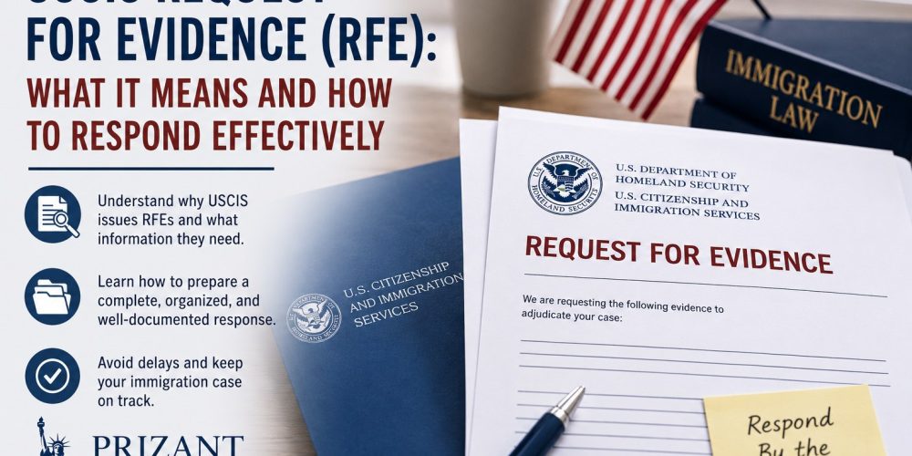 USCIS Request for Evidence (RFE) letter with immigration documents explaining what an RFE means, common reasons USCIS issues RFEs, and how to prepare a strong response. USCIS Request for Evidence (RFE) letter with immigration documents explaining what an RFE means, common reasons USCIS issues RFEs, and how to prepare a strong response.